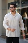 Erkek çizgili Keten Gömlek