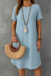 Kadın Kısa Kollu Kayık Yaka Bürümcük Elbise