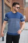 Erkek çizgi Desenli Bisiklet Yaka Kısa Kollu T-sihrt
