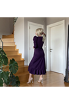 Krep Kumaş Midi Boy Kuşaklı Uzunkol Elbise