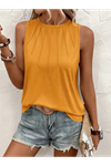 Kadın Kolsuz Bisiklet Yaka önden şerit Detaylı Viskon Bluz