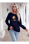 Kadın Uzun Kollu Bisiklet Yaka Viskon Iki Iplik Bluz