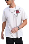 Erkek Bisiklet Yaka Kısa Kol Baskılı T-shirt - Beyaz
