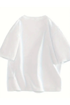 Baskılı Oversize Bisiklet Yaka T-shirt - Beyaz