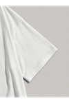 Baskılı Oversize Bisiklet Yaka T-shirt - Beyaz