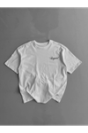 Baskılı Oversize Bisiklet Yaka T-shirt - Beyaz