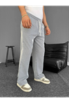 Su Yolu Çizgili Cepli Pantalon - Gri