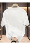 Baskılı Oversize Bisiklet Yaka T-shirt - Beyaz