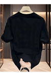 Baskılı Oversize Bisiklet Yaka T-shirt - Siyah