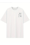 Baskılı Oversize Bisiklet Yaka T-shirt - Beyaz
