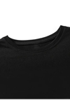 Baskılı Oversize Bisiklet Yaka T-shirt - Siyah