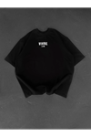 Baskılı Oversize Bisiklet Yaka T-shirt - Siyah