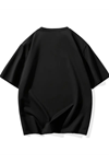 Baskılı Oversize Bisiklet Yaka T-shirt - Siyah
