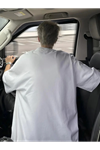 Baskılı Oversize Bisiklet Yaka T-shirt - Beyaz