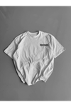 Baskılı Oversize Bisiklet Yaka T-shirt - Beyaz