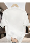 Baskılı Oversize Bisiklet Yaka T-shirt - Beyaz