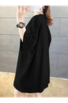 Baskılı Oversize Bisiklet Yaka T-shirt - Siyah