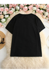 Baskılı Oversize Bisiklet Yaka T-shirt - Siyah