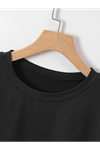 New York Baskılı Oversize Bisiklet Yaka T-shirt - Siyah