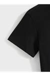 Baskılı Oversize Bisiklet Yaka T-shirt - Siyah