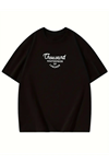 Thousand Baskılı Oversize Bisiklet Yaka T-shirt - Siyah