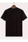 Baskılı Oversize Bisiklet Yaka T-shirt - Siyah
