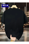 Baskılı Oversize Bisiklet Yaka T-shirt - Siyah