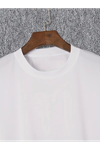 Baskılı Oversize Bisiklet Yaka T-shirt - Beyaz