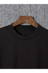 Baskılı Oversize Bisiklet Yaka T-shirt - Siyah
