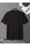 Baskılı Oversize Bisiklet Yaka T-shirt - Siyah