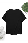 Baskılı Oversize Bisiklet Yaka T-shirt - Siyah