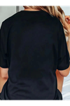 Baskılı Oversize Bisiklet Yaka T-shirt - Siyah