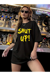 Baskılı Oversize Bisiklet Yaka T-shirt - Siyah