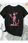 Baskılı Oversize Bisiklet Yaka T-shirt - Beyaz