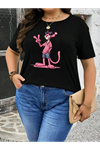 Baskılı Oversize Bisiklet Yaka T-shirt - Beyaz