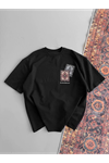 Erkek Baskılı Oversize T-shirt - Siyah