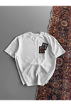 Erkek Baskılı Oversize T-shirt - Beyaz