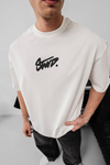 Erkek Baskılı Oversize T-shirt - Beyaz