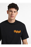 Erkek Baskılı Oversize T-shirt - Siyah