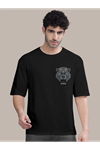 Erkek Baskılı Oversize T-shirt - Siyah