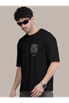 Erkek Baskılı Oversize T-shirt - Siyah