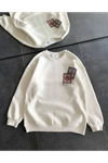 Bisiklet Yaka Baskılı SweatShirt - Beyaz