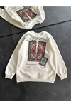 Bisiklet Yaka Baskılı SweatShirt - Beyaz