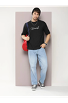 Erkek Baskılı Oversize T-shirt - Siyah