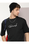 Erkek Baskılı Oversize T-shirt - Siyah