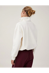 Oversize Yarım Farmuarlı Yakalı Basic SweatShirt - Beyaz