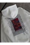 Uzun Kol Kapşonlu Ön Ve Arka Baskılı SweatShirt - Beyaz