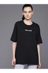 Baskılı Oversize T-shirt - Siyah