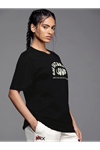 Baskılı Oversize T-shirt - Siyah