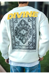 Kışlık Bisiklet Yaka Baskılı SweatShirt - Beyaz